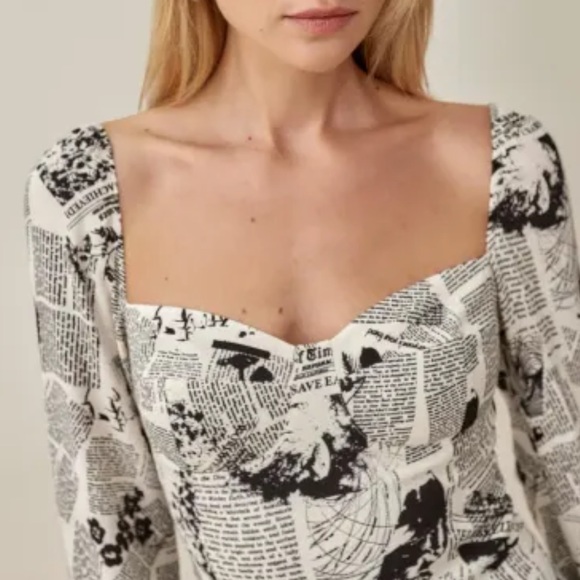 Sold!Reformation Mochi Dress Climate Newsprint - Picture 5 of 16